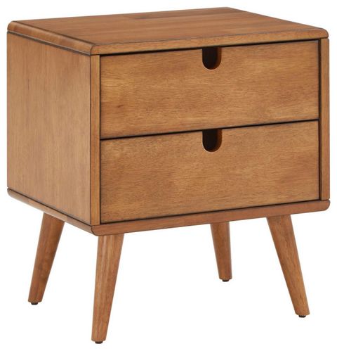 Dexter Oak Finish 2-Drawer Nightstand - Midcentury - Nightstands And ... with regard to Styling Your Dexter Oak Finish 5-Drawer Chest Effortless Interior Design Ideas