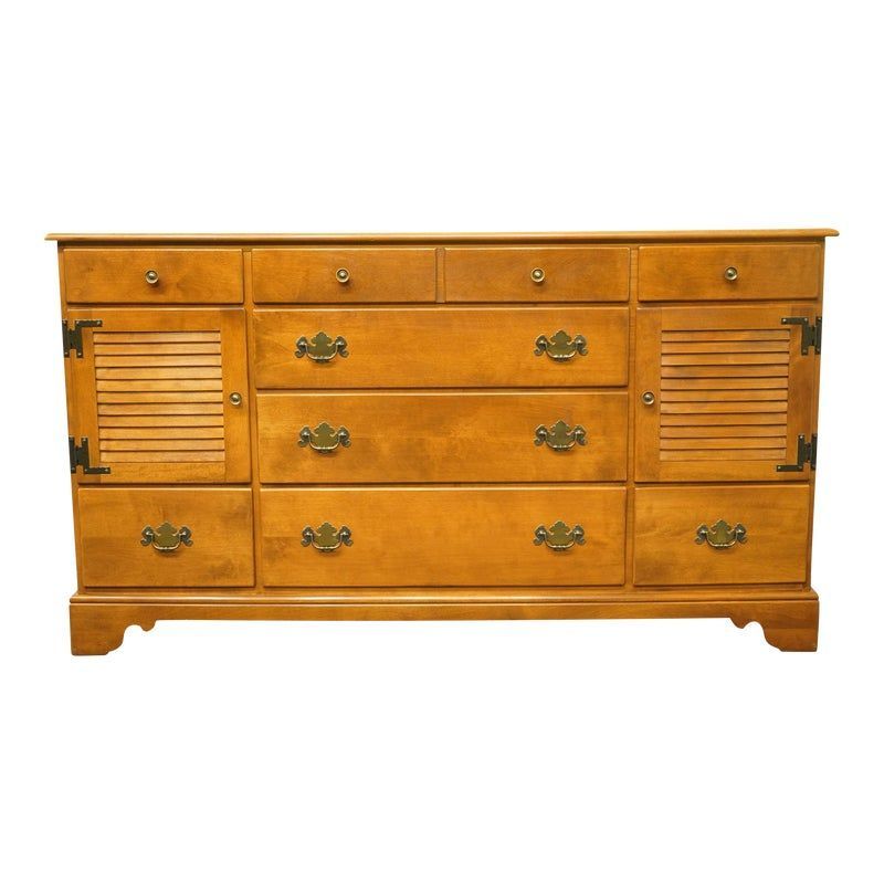 Ethan Allen Heirloom Nutmeg Maple Colonial Style 62&quot; Shutter Door ... within Unlocking the Charm of Stephenson Door Dresser in Nutmeg Brown