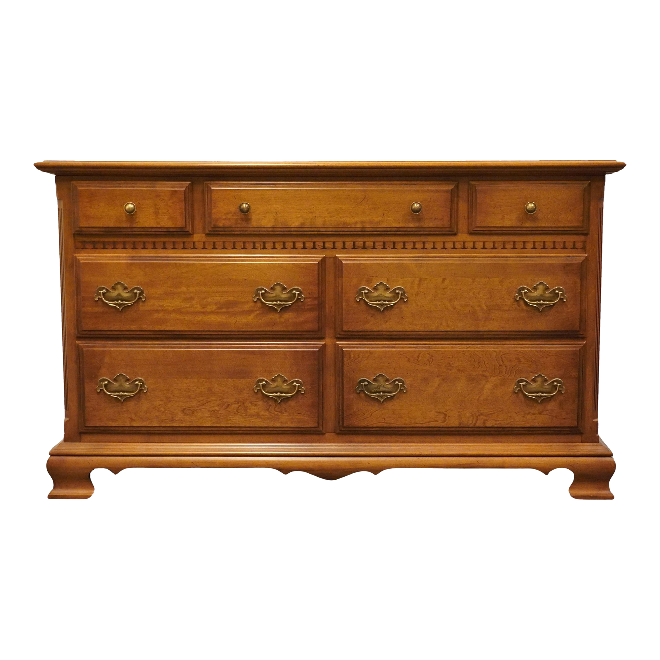 Ethan Allen Old Manor Heirloom Nutmeg Maple 56&quot; Double Dresser 10-5202 ... for Unlocking the Charm of Stephenson Door Dresser in Nutmeg Brown