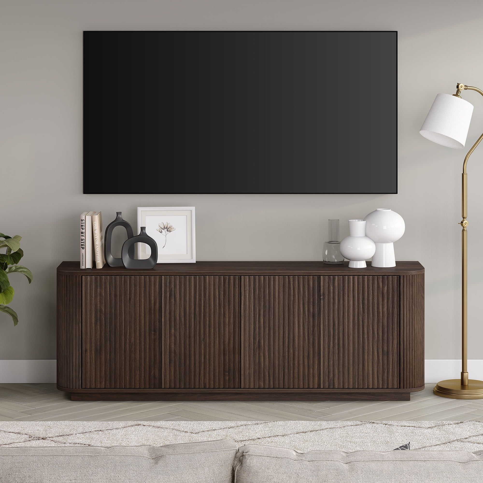 Evelyn&amp;Amp;Zoe Canton Transitional Tv Stand For Tvs Up To 75&quot;, Alder Brown ... intended for Tips for Integrating a Dark Walnut Transitional TV Stand into Your Decor