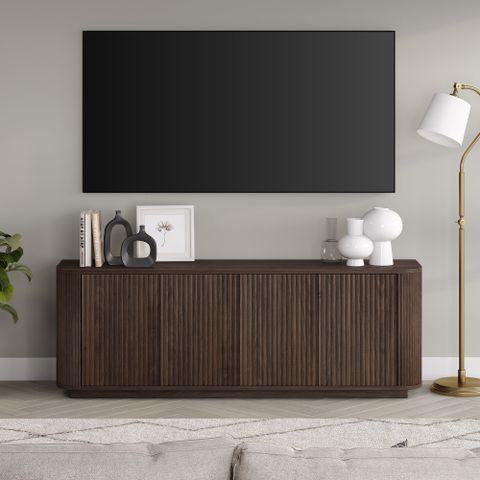Evelyn&Amp;Zoe Canton Transitional Tv Stand For Tvs Up To 75", Alder Brown ... intended for Tips for Integrating a Dark Walnut Transitional TV Stand into Your Decor