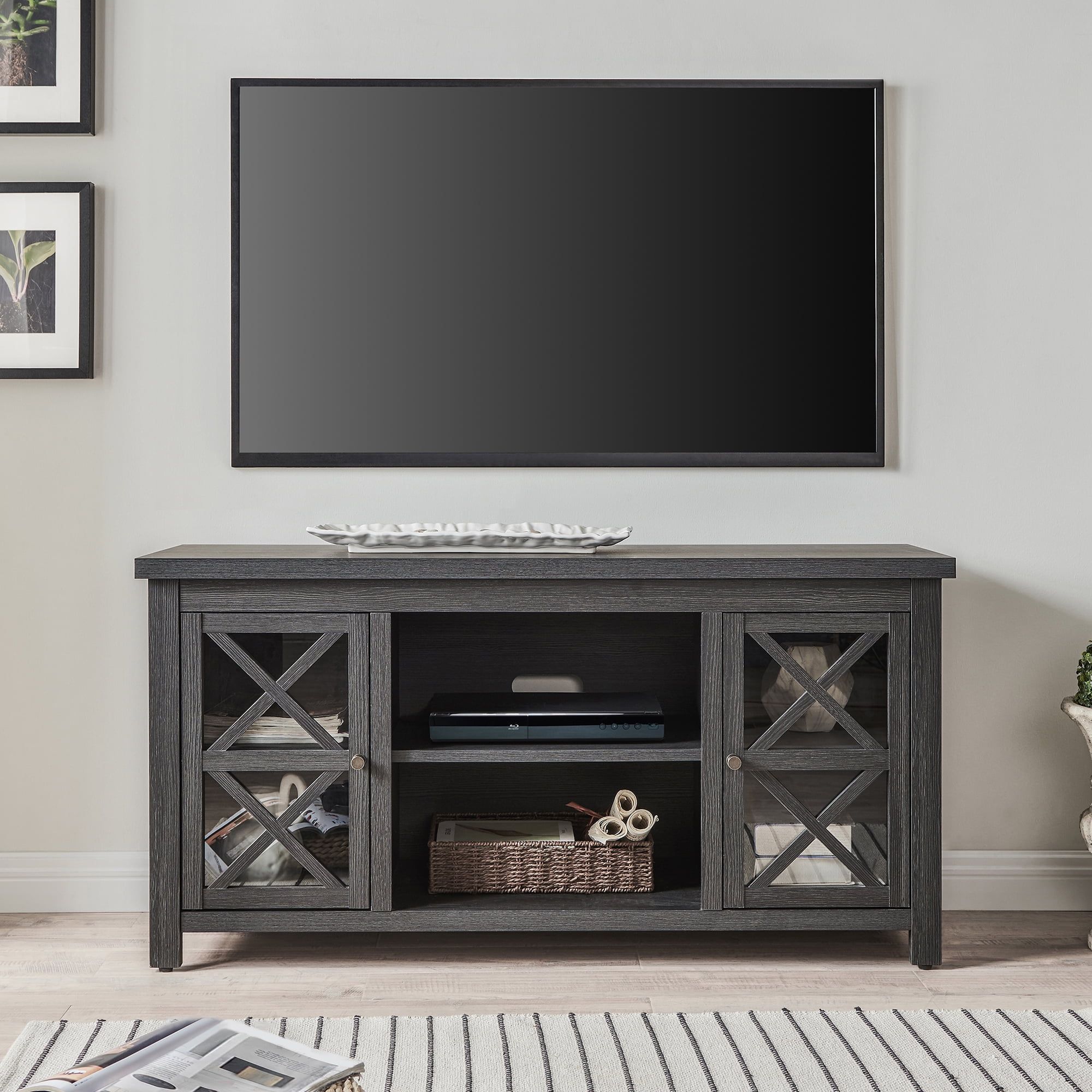 Evelyn&amp;Zoe Colton Rectangular Tv Stand For Tv's Up To 55&quot;, Charcoal ... inside Choosing the Right TV Stand The Colton Rectangular in Black Explained