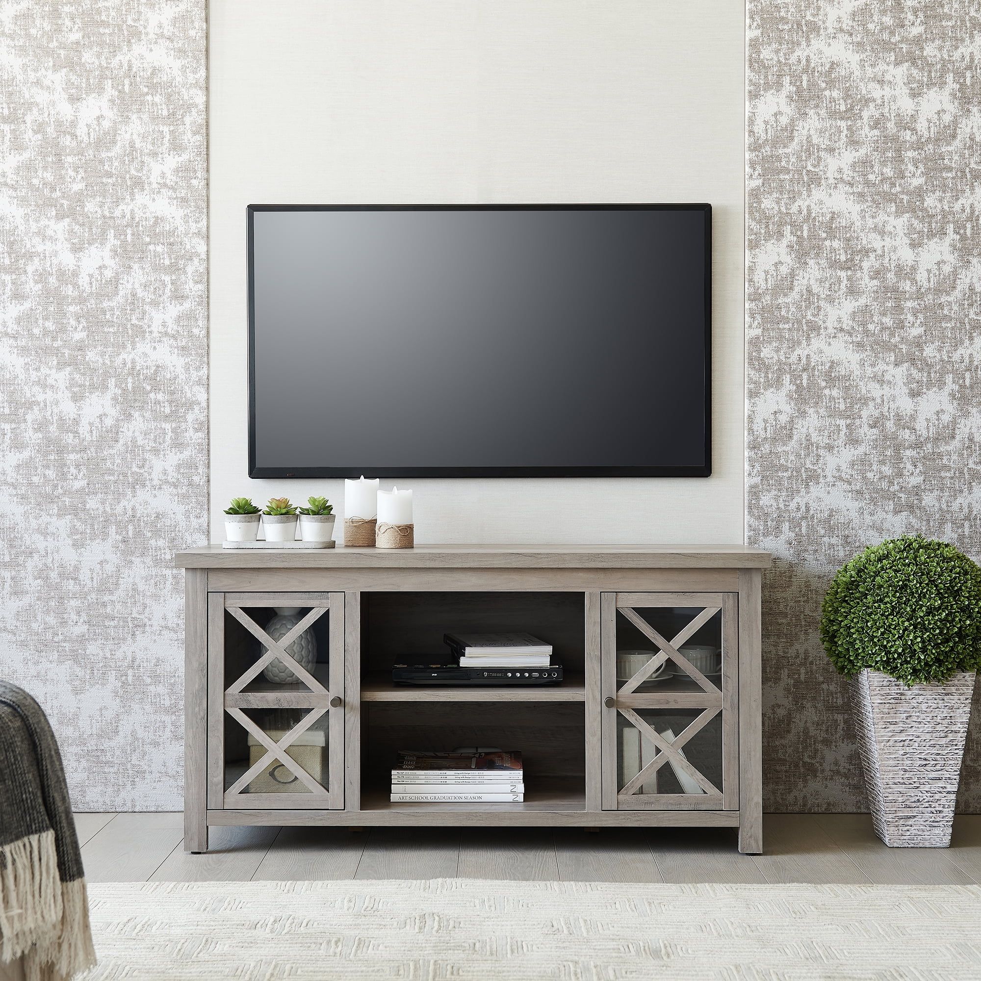 Evelyn&amp;Zoe Colton Rectangular Tv Stand For Tv's Up To 55&quot;, Gray Oak ... pertaining to