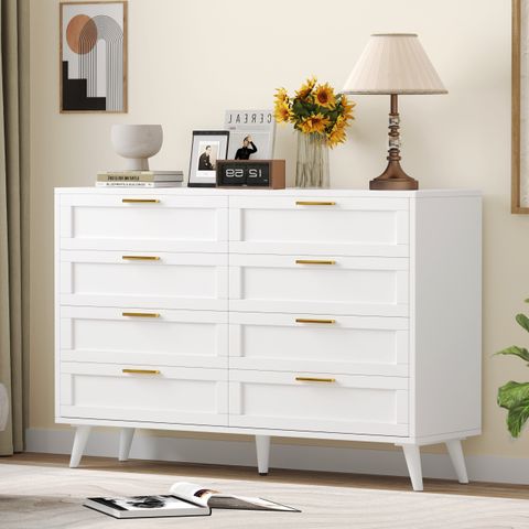 Everly Quinn Carletta 8 - Drawer Dresser, White Dresser For Bedroom ... throughout