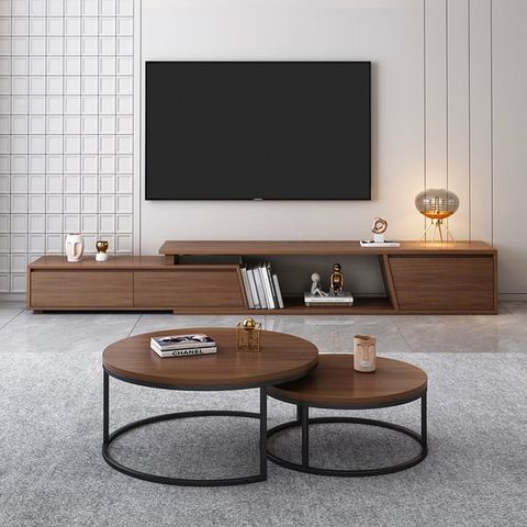 Free Shipping On Fero Minimalist Walnut Rectangle Extendable Tv Stand ... throughout The Art of Styling Your Transitional Walnut TV Stand