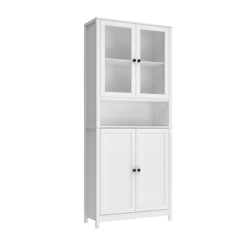 Fufu&amp;Gaga White Storage Cabinet With 4 Adjustable Shelves, A Open ... with Unlocking the Potential of Your Karima White Storage Cabinet