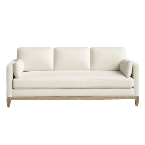 Furniture, Velvet - French Beige Sofa - Linen Effects for