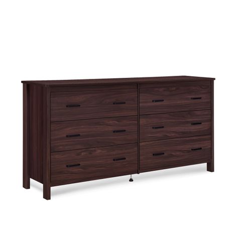 Gdf Studio Titeca Contemporary 6 Drawer Double Dresser, Walnut ... for