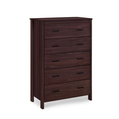 Gdf Studio Titeca Contemporary Faux Wood 5 Drawer Dresser, Walnut ... regarding Understanding the Craftsmanship Behind the Titeca Contemporary 6 Drawer Dresser Sonoma Oak Finish