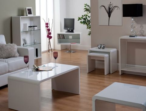 Glossy Furniture For Living Room with regard to Transform Your Living Room with a Glossy White Contemporary Casegood