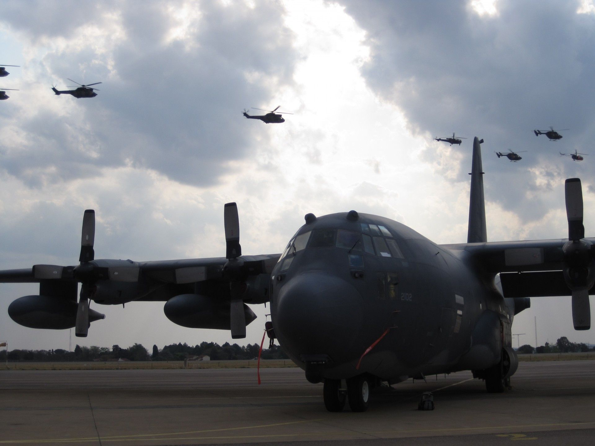 Helicopters Passing Beyond C-130 Free Stock Photo - Public Domain Pictures pertaining to