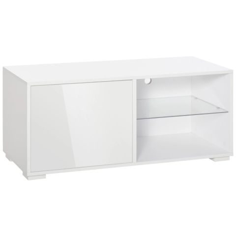 Homcom Modern Tv Stand Media Unit W/ High Gloss Door Cabinet 2 Shelves ... with regard to Smart Storage Solutions with a 3-Cabinet, 2-Shelf TV Stand