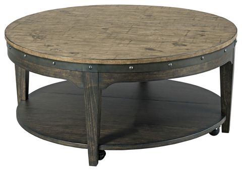 Kincaid Plank Road Artisans Round Cocktail Table - Farmhouse - Coffee ... intended for