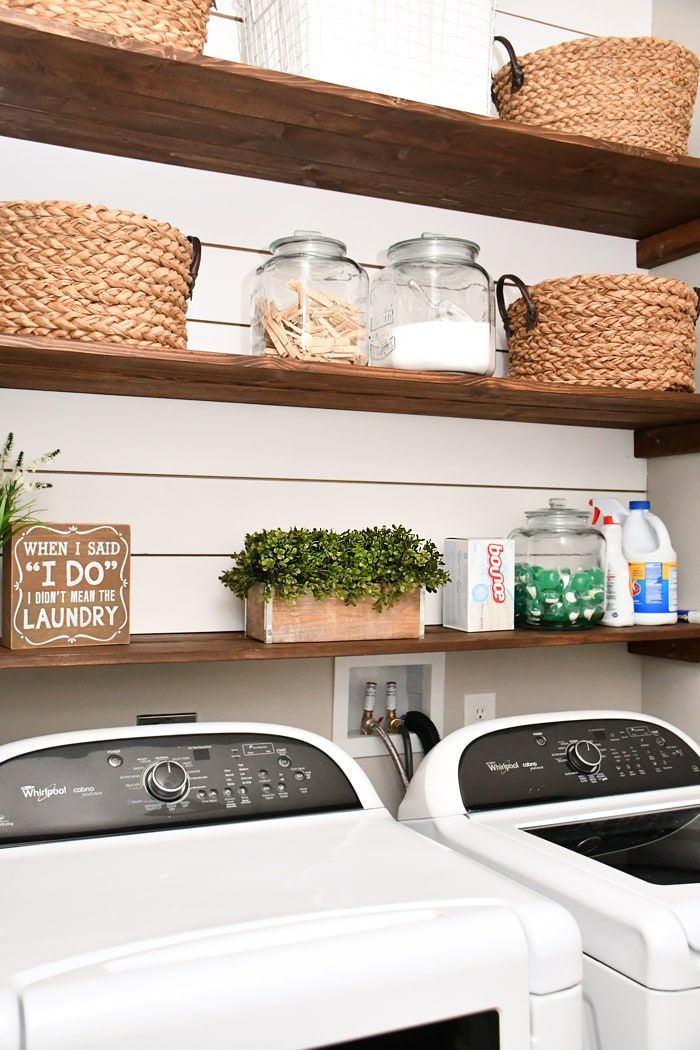 Laundry Room Shiplap And Diy Wood Shelves - Easy Tutorial pertaining to