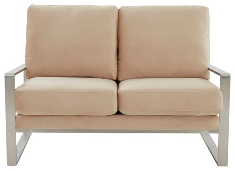 Leisuremod Jefferson Modern Design Velvet Loveseat With Silver Frame ... intended for