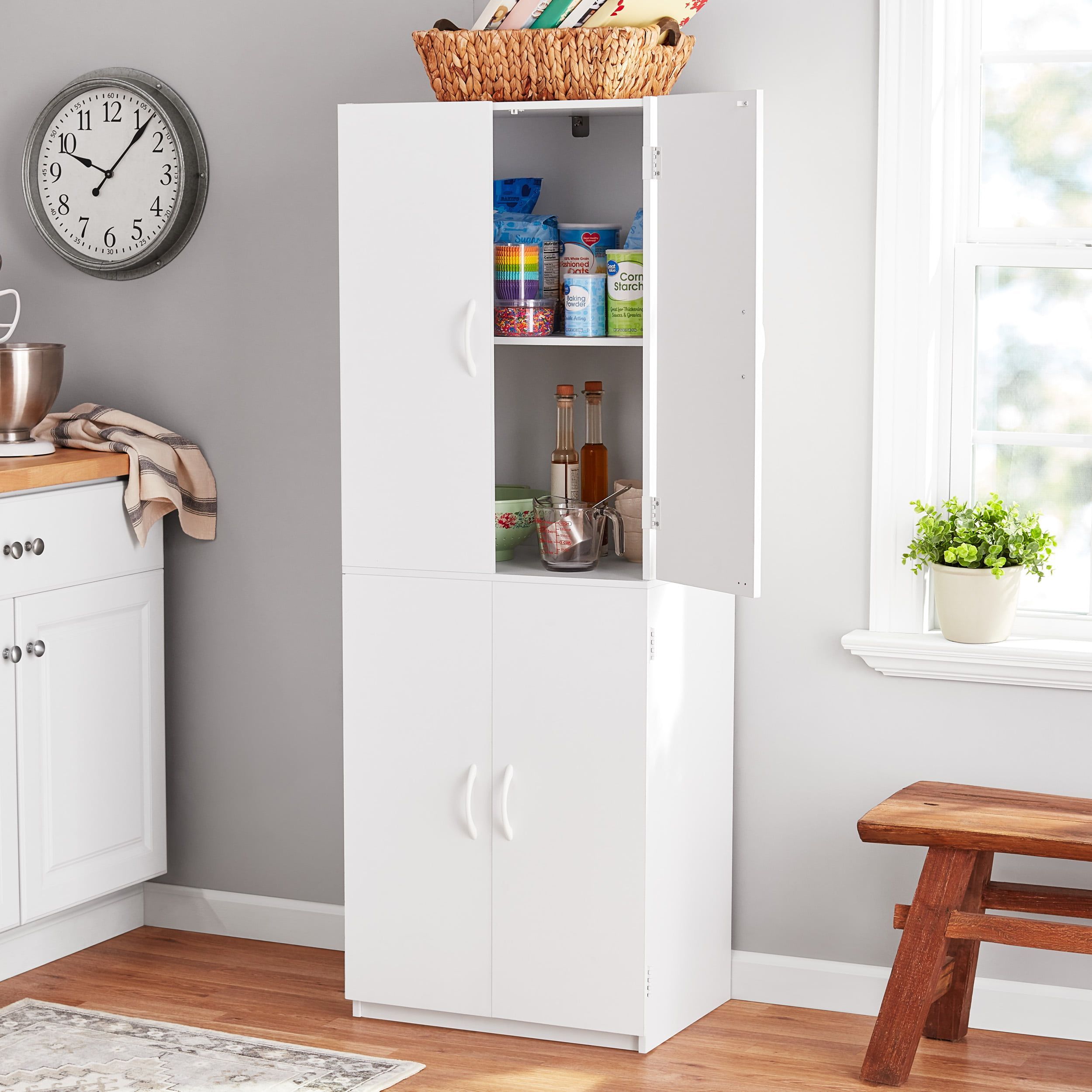 Mainstays 60&quot; 2 Door Storage Cabinet, White - Walmart.com | Adjustable ... with