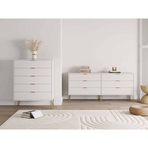 Manhattan Comfort Dumbo 2Pc Modern 5 Drawer Dresser And 6 Drawer Double ... with