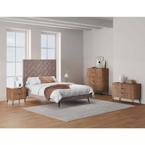 Manhattan Comfort Dumbo Golden Brown 2-Drawer Nightstand, 5-Drawer ... throughout Styling Tips and Tricks for Your Manhattan Comfort DUMBO TV Stand