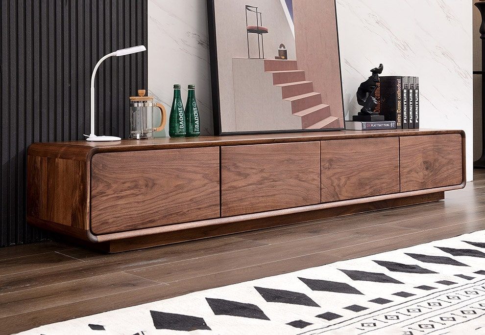 Media Console Solid Black Walnut Console Tv Stand Tv Console Media ... pertaining to