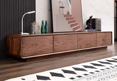 Media Console Solid Black Walnut Console Tv Stand Tv Console Media ... pertaining to