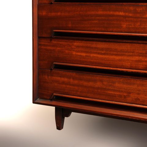 Mid-Century Modern Drexel Walnut Five-Drawer Dresser, Perspective, 20Th ... within Discovering the Craftsmanship Behind a Traditional Walnut 5-Drawer Dresser