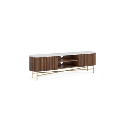 Milo Extra Large Media Stand - Mango Wood regarding