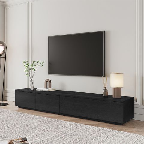 Minimalist Wood Tv Stand For Home – 78 To 118 | Povison with Bringing Elegance Home The 87" Gold Modern Black Wood Veneer TV Stand