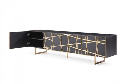 Modern Black Oak Tv Stand With Champagne Gold Stripes Amarillo Texas ... pertaining to