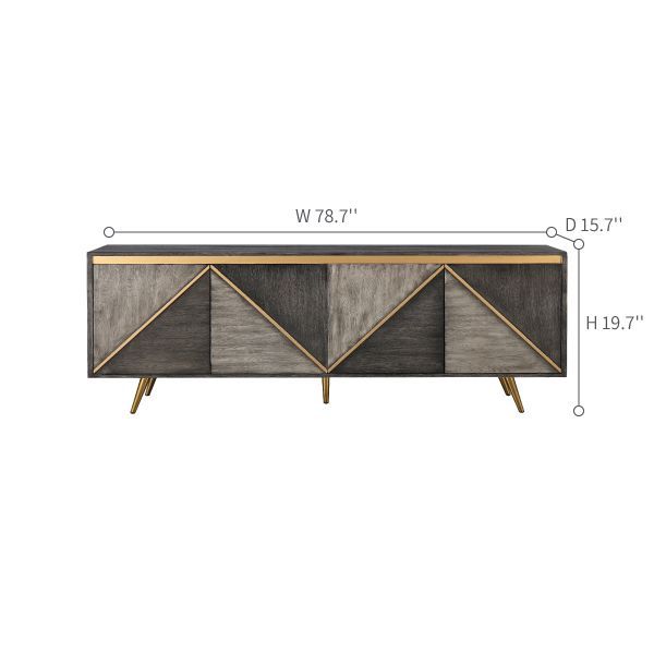 Modern Mdf Wood Veneer Tv Stand 79&quot; With Metal Legs | Wood Veneer, Tv ... in Bringing Elegance Home The 87&quot; Gold Modern Black Wood Veneer TV Stand
