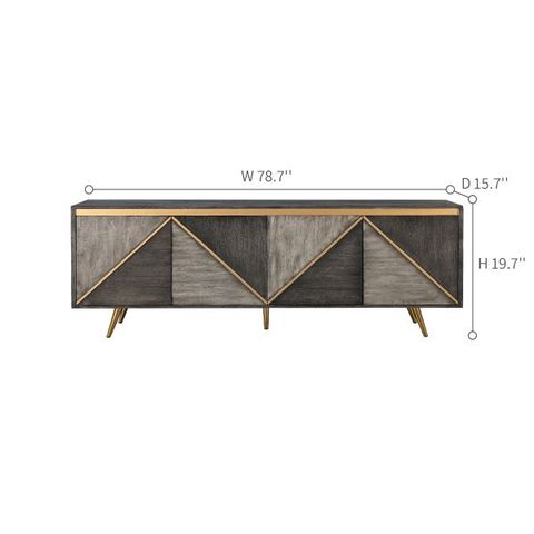 Modern Mdf Wood Veneer Tv Stand 79" With Metal Legs | Wood Veneer, Tv ... in Bringing Elegance Home The 87" Gold Modern Black Wood Veneer TV Stand