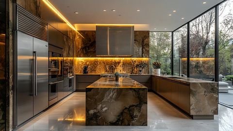 Modern Sleek Kitchen With Stainless Steel Accents Stock Illustration ... within The Art of Styling with Brushed Stainless Steel Accents in Furniture