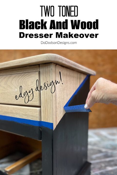 Modern Two Toned Black And Wood Dresser Makeover - Do Dodson Designs pertaining to