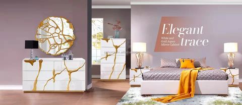 Modrest Aspen Glam White Black & Gold Dresser W/ 6 Drawers And Chest W ... with regard to Discovering the Craftsmanship Behind the Modrest Aspen Chest