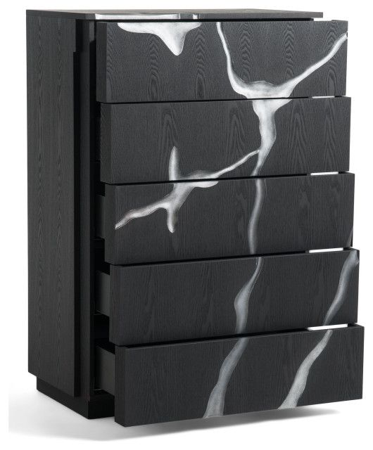 Modrest Aspen Modern Matte Brown Ash And Silver Chest - Contemporary ... in