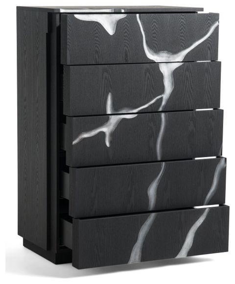 Modrest Aspen Modern Matte Brown Ash And Silver Chest - Contemporary ... in