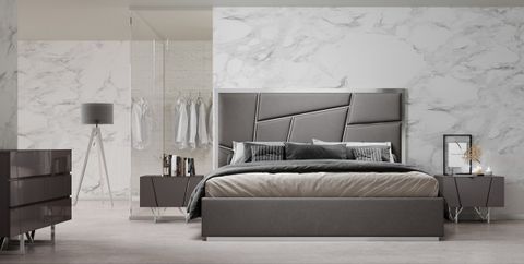 Modrest Chrysler Modern Grey Bedroom Collection - Las Vegas Furniture ... with regard to