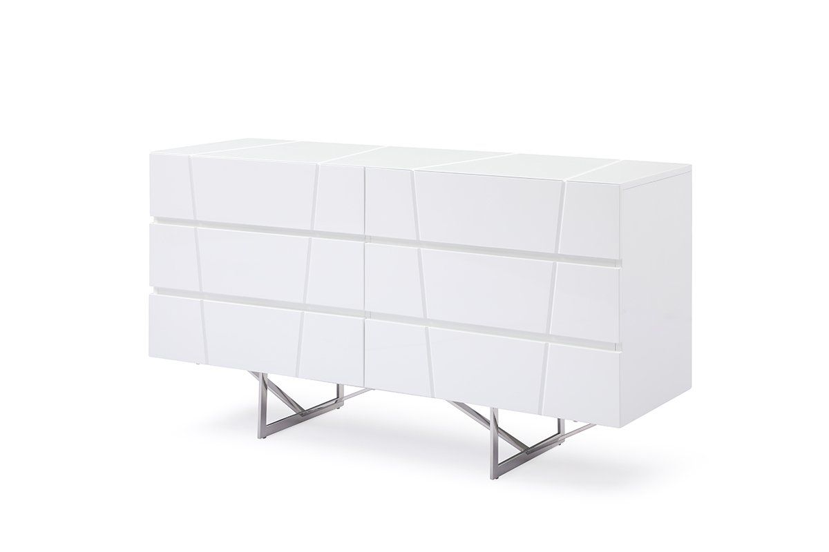 Modrest Chrysler Modern White Dresser | Atlas Furniture Imports throughout Elevate Your Bedroom Modrest Chrysler Gray Dresser Design Insights