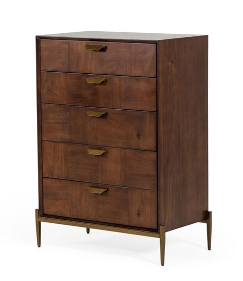 Modrest Shane - Modern Acacia & Brass Dresser | Atlas Furniture Imports throughout Elevate Your Bedroom Modrest Chrysler Gray Dresser Design Insights
