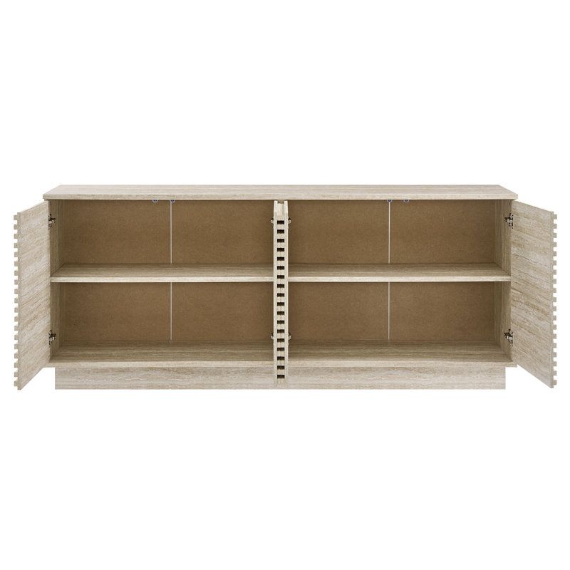Modway Render 70&quot; Faux Travertine Sideboard Cabinet Tv Stand In ... inside Transform Your Living Room The Overture 63&quot; Faux Travertine TV Stand
