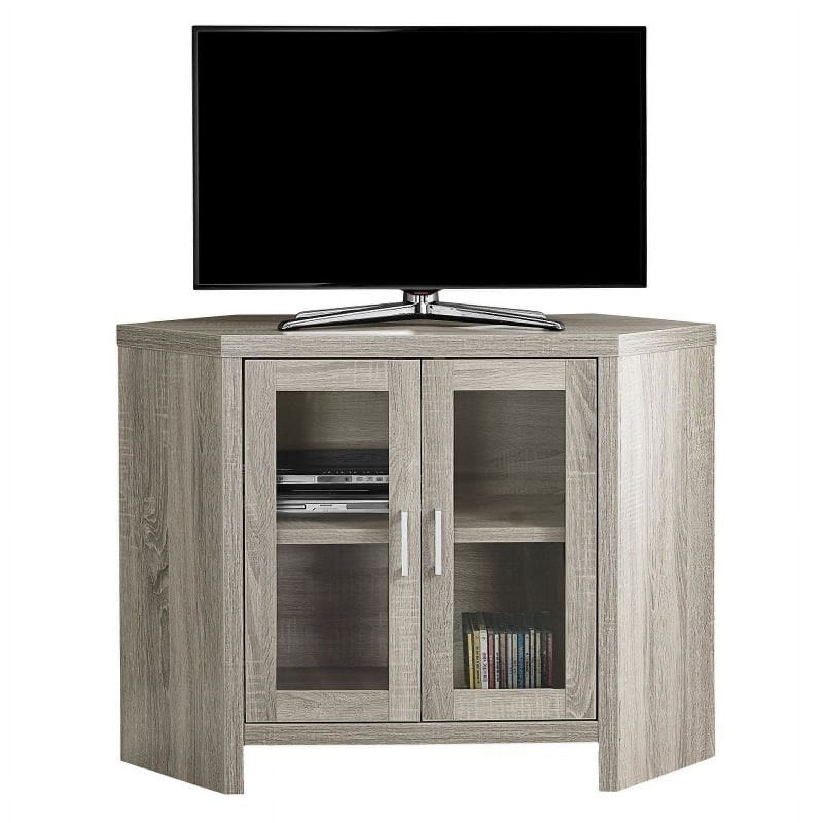Pemberly Row 42&quot; Corner Tv Stand In Dark Taupe - Walmart.com throughout Maximizing Corner Space The Pemberly Row 48&quot; TV Stand Advantage