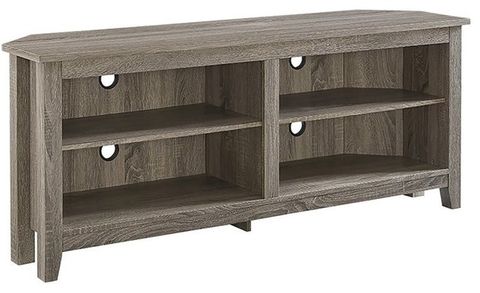 Pemberly Row Modern Wood Corner Tv Stand For Tvs Up To 58" In Driftwood ... throughout Maximizing Corner Space The Pemberly Row 48" TV Stand Advantage