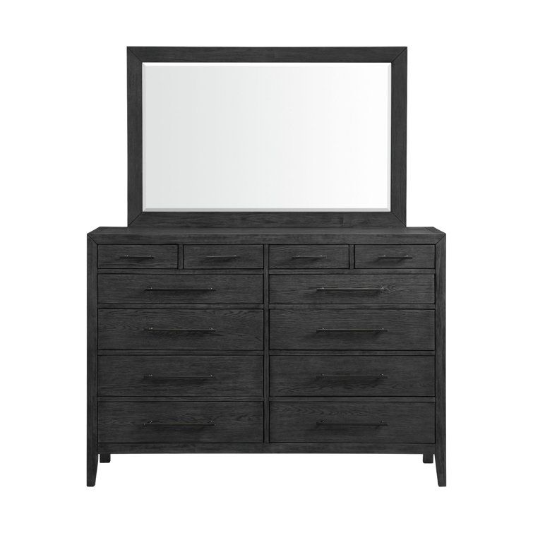 Picket House Furnishings Armes 12-Drawer Dresser &amp;Amp; Mirror Set In Black ... inside A Closer Look at the Picket House Furnishings Montauk Dresser and Mirror Set