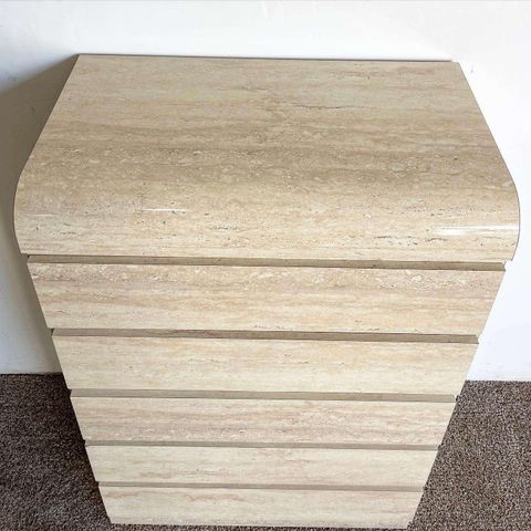 Postmodern Faux Travertine Laminate Waterfall Highboy Dresser - 5 ... with