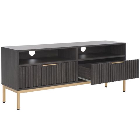 Safavieh Lylia 2 Drawer 2 Shelf Media Stand, Distressed Black/Gold Legs ... with regard to Expert Tips for Styling Your Safavieh Lylia Media Stand in Walnut/Black