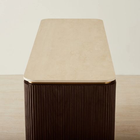 San Pierre Ebony Brown Ash Veneer Dresser - Travertine Finish Sintered ... with The Art of Incorporating Modern Travertine and Gold Dressers into Your Decor