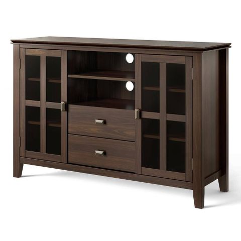 Simpli Home Artisan 53 In. Tobacco Brown Transitional Tv Stand With 2 ... inside