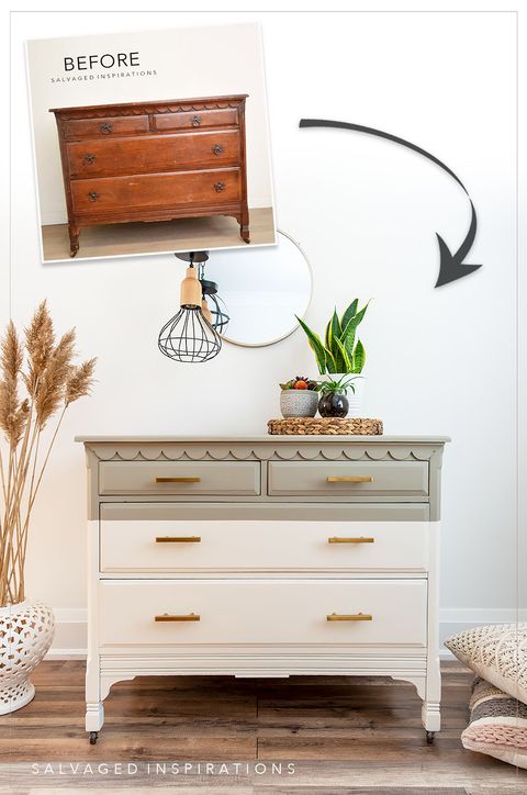 Two Tone Painted Dresser Before And After | Salvaged Inspirations throughout