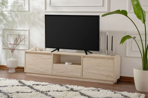 Vanguard - Travertine Travertine Tv Stand — Bazzar.rs with regard to Transform Your Living Room The Overture 63" Faux Travertine TV Stand
