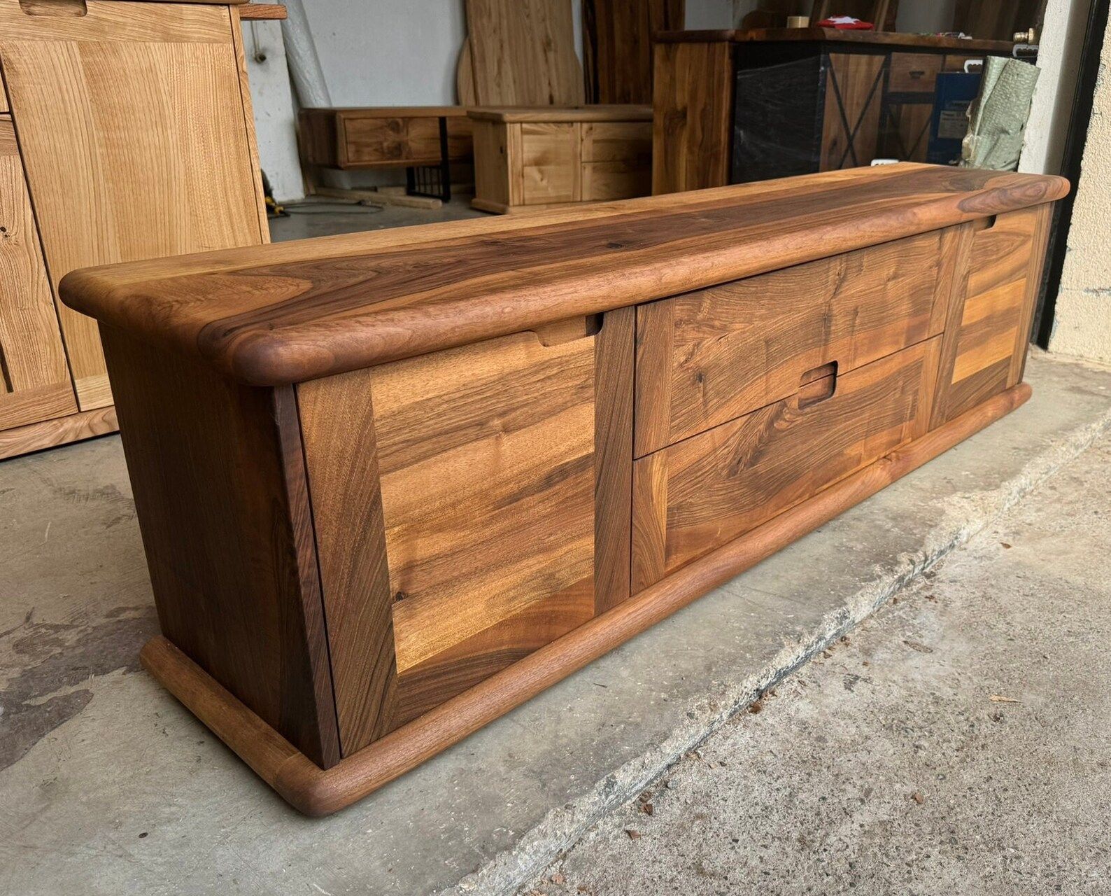Walnut Industrial Tv Stand / Handmade Black Walnut Tv Console With ... in