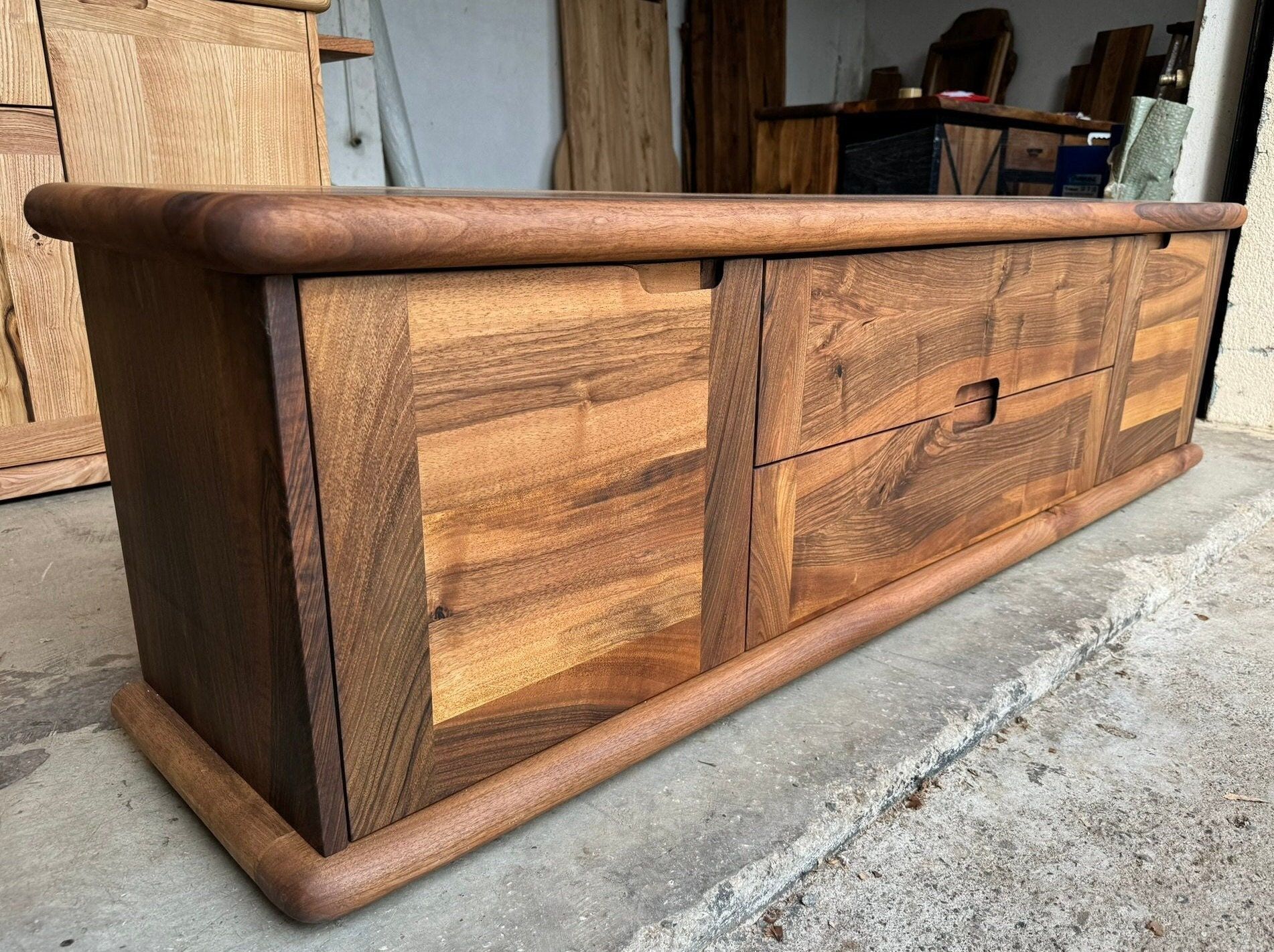 Walnut Industrial Tv Stand / Handmade Black Walnut Tv Console With ... regarding Understanding the Craftsmanship Behind a 60-inch Walnut TV Stand